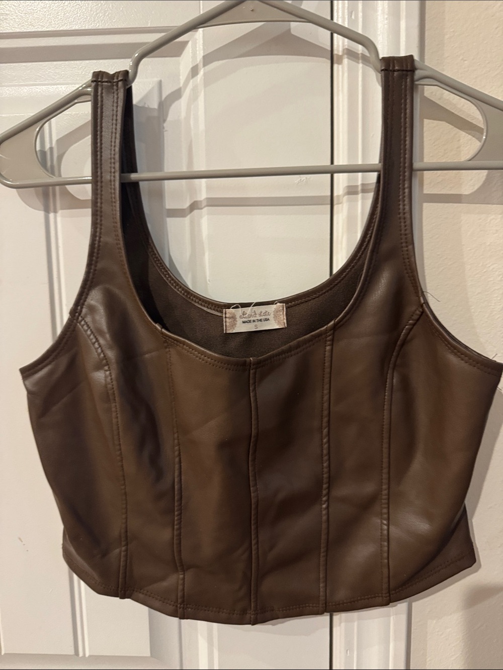 Altar'd State Chocolate Brown Faux Leather Crop Top
